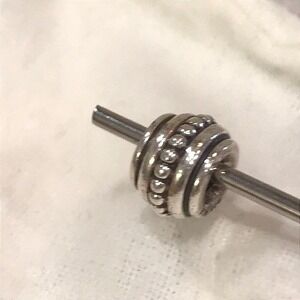 Pandora Charm Bead Triple Band Beaded Silver